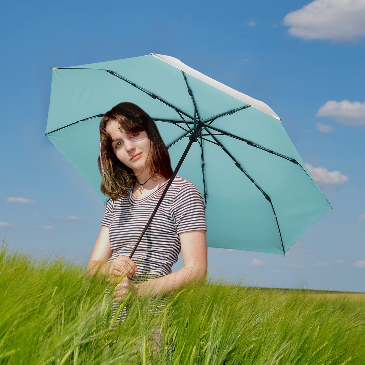 G4Free UPF 50+ UV Protection Large Travel Umbrella 42/46 Inch Auto Open Close Windproof Sun Blocking Umbrella