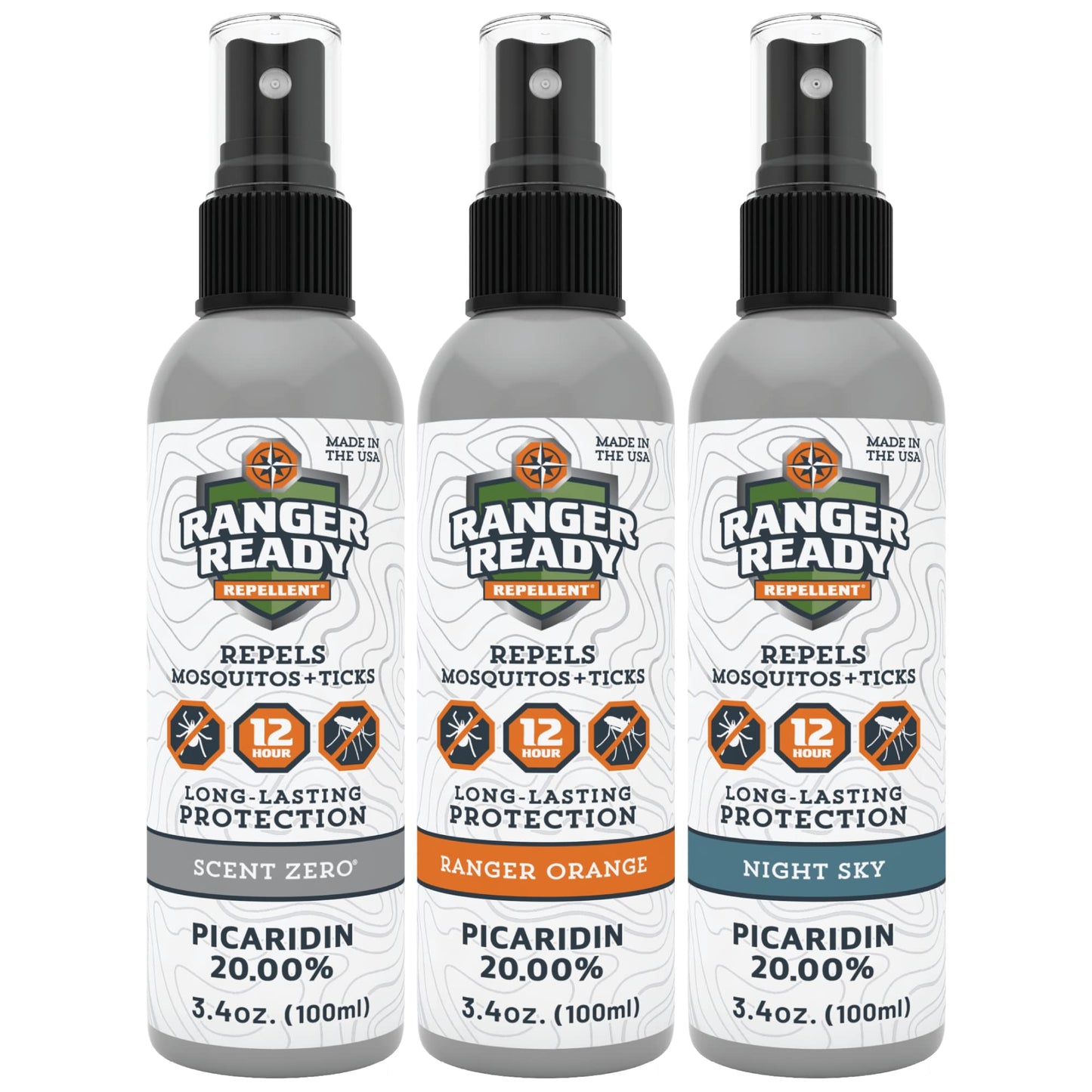 Ranger Ready Repellents Picaridin Insect Repellent Spray - Mosquito Repellent and Tick Spray, Scent Zero, Travel Size Bug Spray (3.4 oz, Pack of 1)