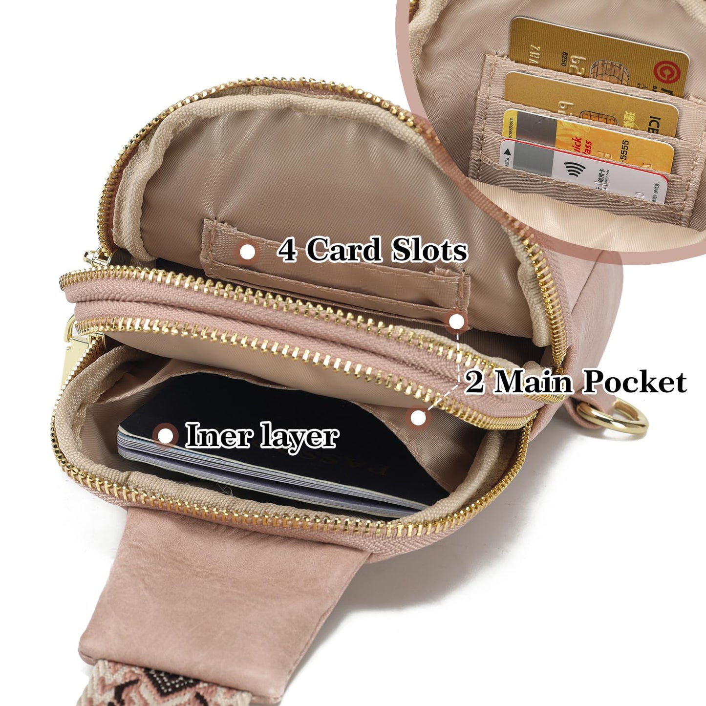INICAT Travel Small Sling Bag Leather Crossbody Bags for Women Fanny Packs Cross Body Bag for Woman Cross Body Purses