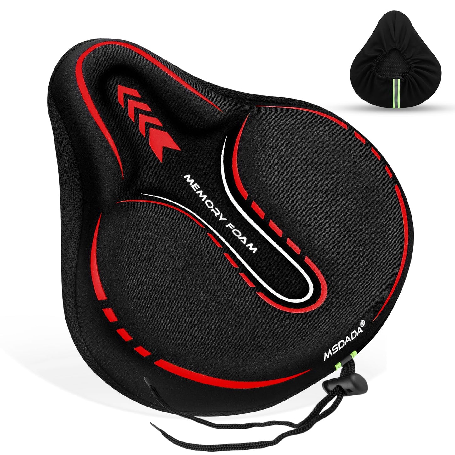 MSDADA New Large Gel Bike Seat Cover, Extra Soft Bike Seat Cushion for Men Women Comfort Wide, Fits Indoor/Outdoor/Exercise Bikes (11.22 inch x 10.03 inch)