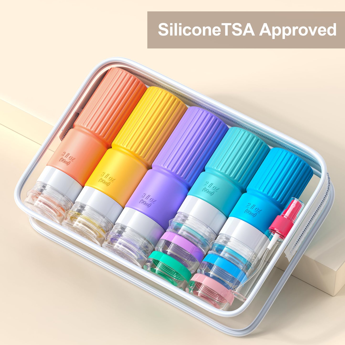 19 pack Travel Bottles for Toiletries,TSA Approved Silicone Travel Containers jar for Toiletries,Leak Proof 3oz Refillable Liqus Shampoo And Conditioner Travel Essentials toiletry (black)