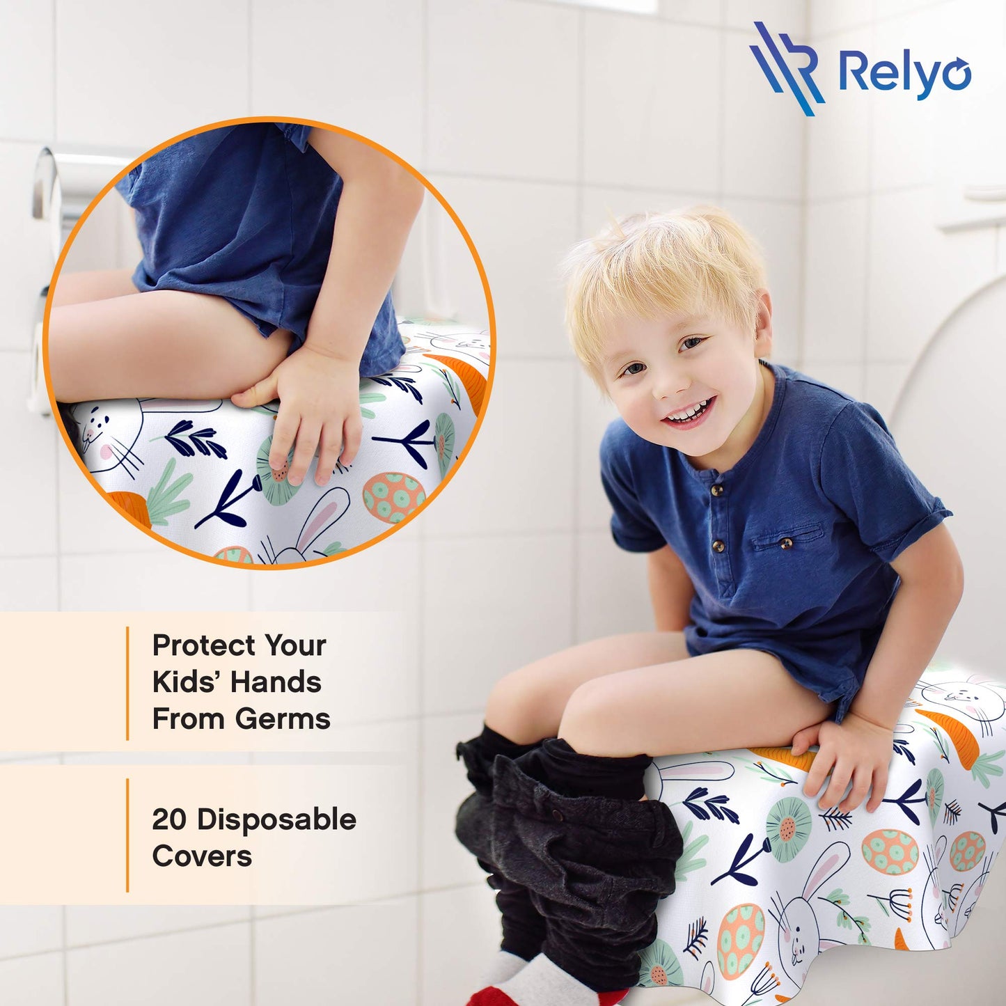 Toilet Seat Covers Disposable - 20 Pack - Waterproof, Ideal for Kids and Adults – Extra Large, Individually Wrapped for Travel, Toddlers Potty Training in Public Restrooms (Waves, 20)