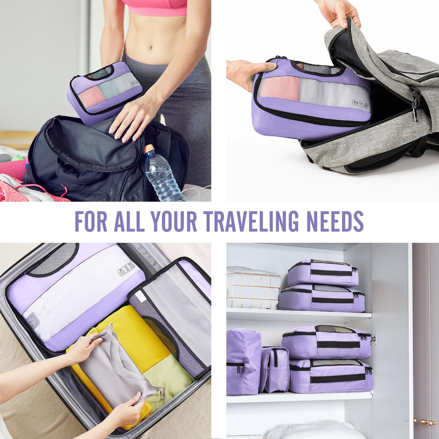 Veken 8 Set Packing Cubes for Travel Essentials, Suitcase Organizer Bags Set for Luggage, Road Trip Travel Accessories in 4 Sizes (Extra Large, Large, Medium, Small)