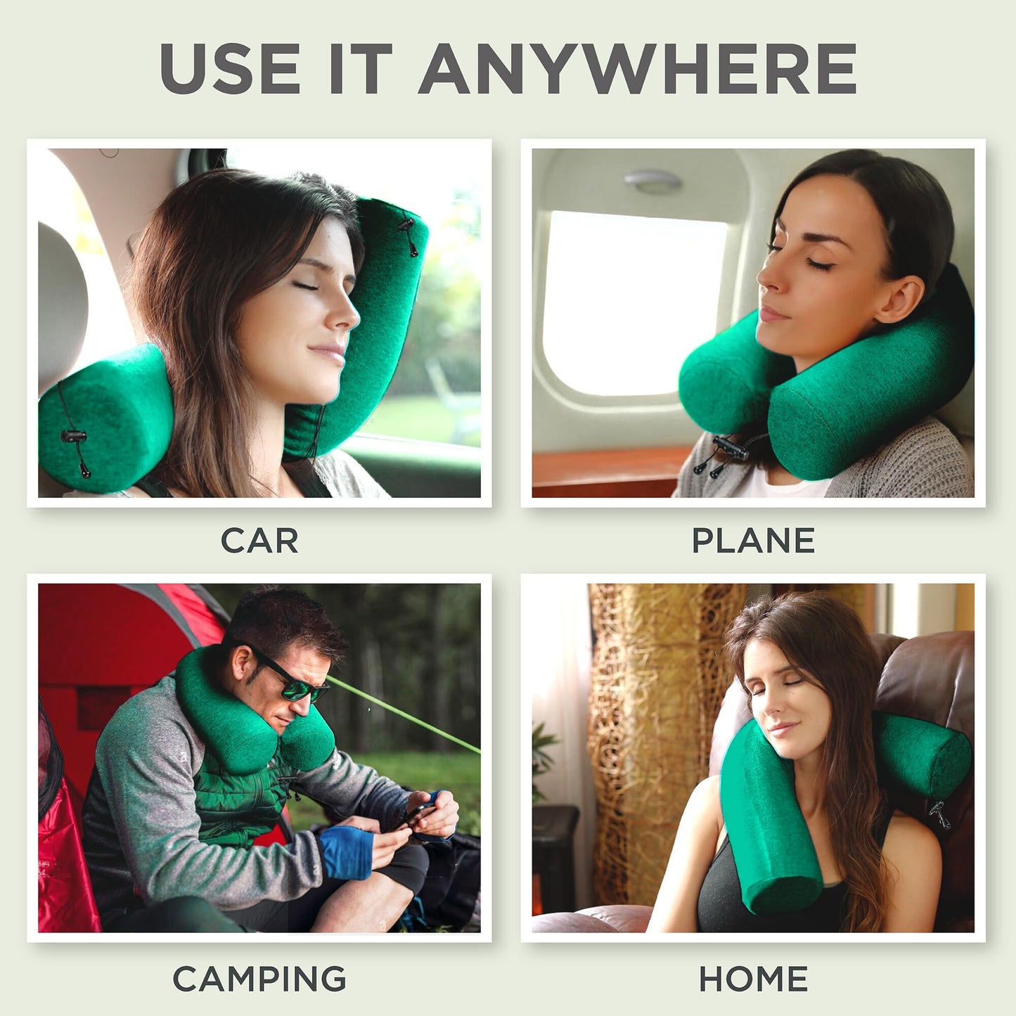 Dot&Dot Twist Memory Foam Travel Pillow for Airplanes - Travel Neck Pillow for Sleeping - Airplane Pillow for Neck Support, Chin, Lumbar and Leg - Adjustable, Bendable Neck Roll Pillow