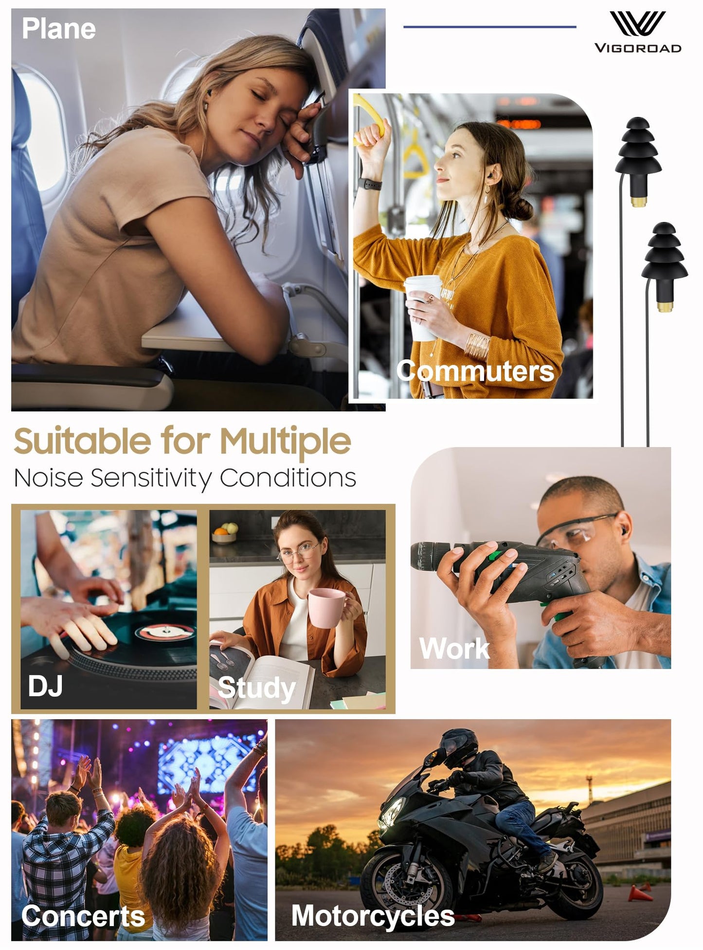Ear Plugs for Airplane Pressure Relief, 2 Pairs Adults Soft Silicone Reusable Airplane Earplugs 26dB, with Silicone Connector Cord, Travel Essentials for Flying, Ear Protection Earplugs for Plane