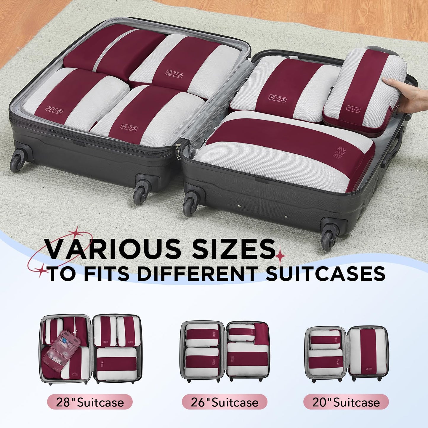 10 Set Compression Packing Cubes for Travel Essentials,Compressible Expandable Packing Cubes for Suitcase,OlarHike Luggage Organizer Bags for Travel,Handy Helper for Organizing Clothes(Black)