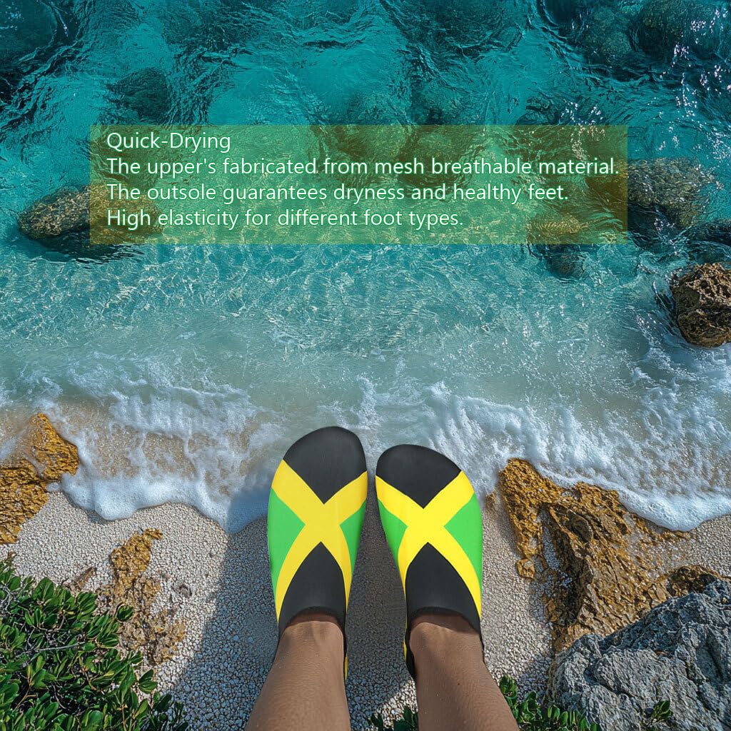 Water Shoes for Women and Men Quick-Dry Swim Beach Shoes for Outdoor Surfing Yoga Exercise Jamaica Flag Caribbean Reggae Rasta