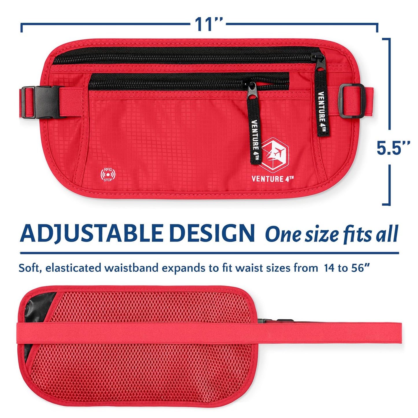 VENTURE 4TH Travel Money Belt - RFID Blocking (Gray)