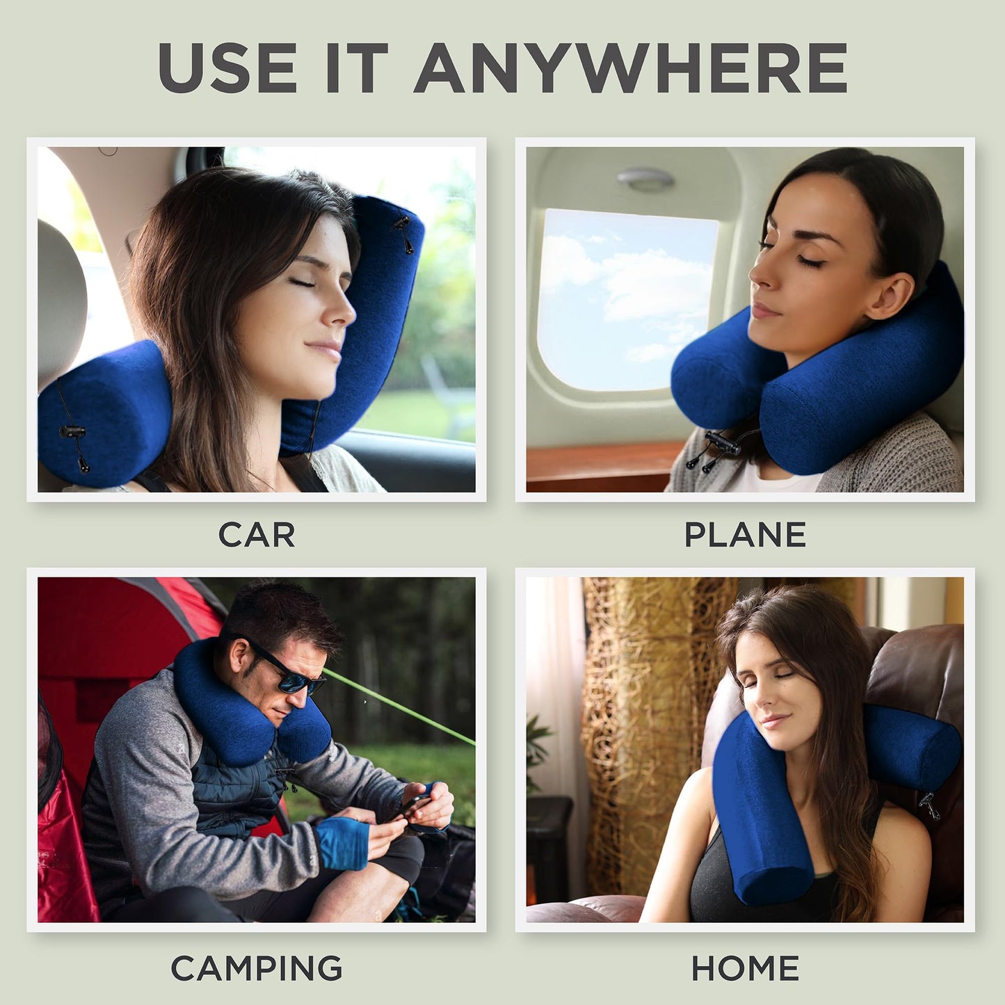 Dot&Dot Twist Memory Foam Travel Pillow for Airplanes - Travel Neck Pillow for Sleeping - Airplane Pillow for Neck Support, Chin, Lumbar and Leg - Adjustable, Bendable Neck Roll Pillow
