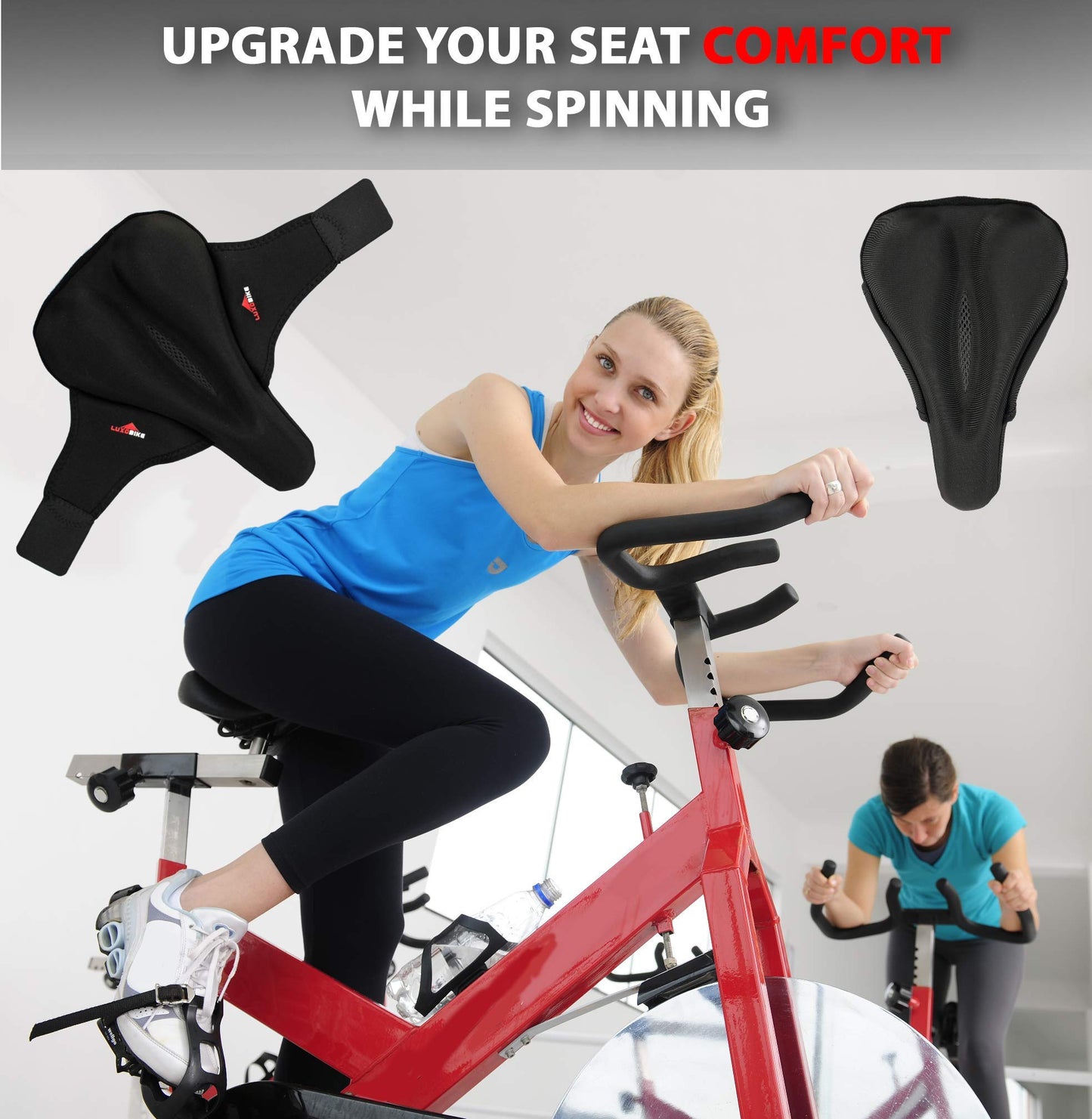 Gel Bike Seat Cover Padded Bicycle Seat Covers for Men – Comfort Soft Silicone Bicycle Seat Pad for Mountain Road Bike Outdoor Cycling – Stationary Cycle Spin Bike Seat Cushion Pads Spinning