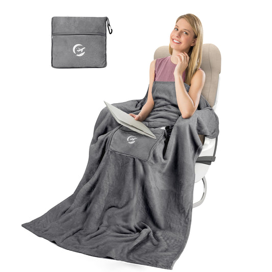 Tirrinia Soft Travel Blanket Pillow, 3-in-1 Foldable Airplane Throw Blanket, Long Flight Essentials, Car Pillow, Lightweight Travel Accessories