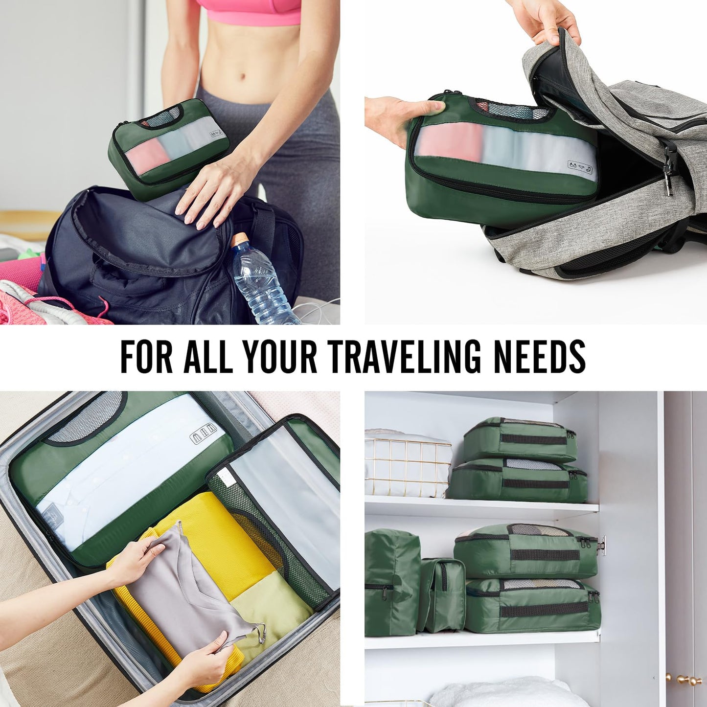Veken 8 Set Packing Cubes for Travel Essentials, Suitcase Organizer Bags Set for Luggage, Road Trip Travel Accessories in 4 Sizes (Extra Large, Large, Medium, Small)