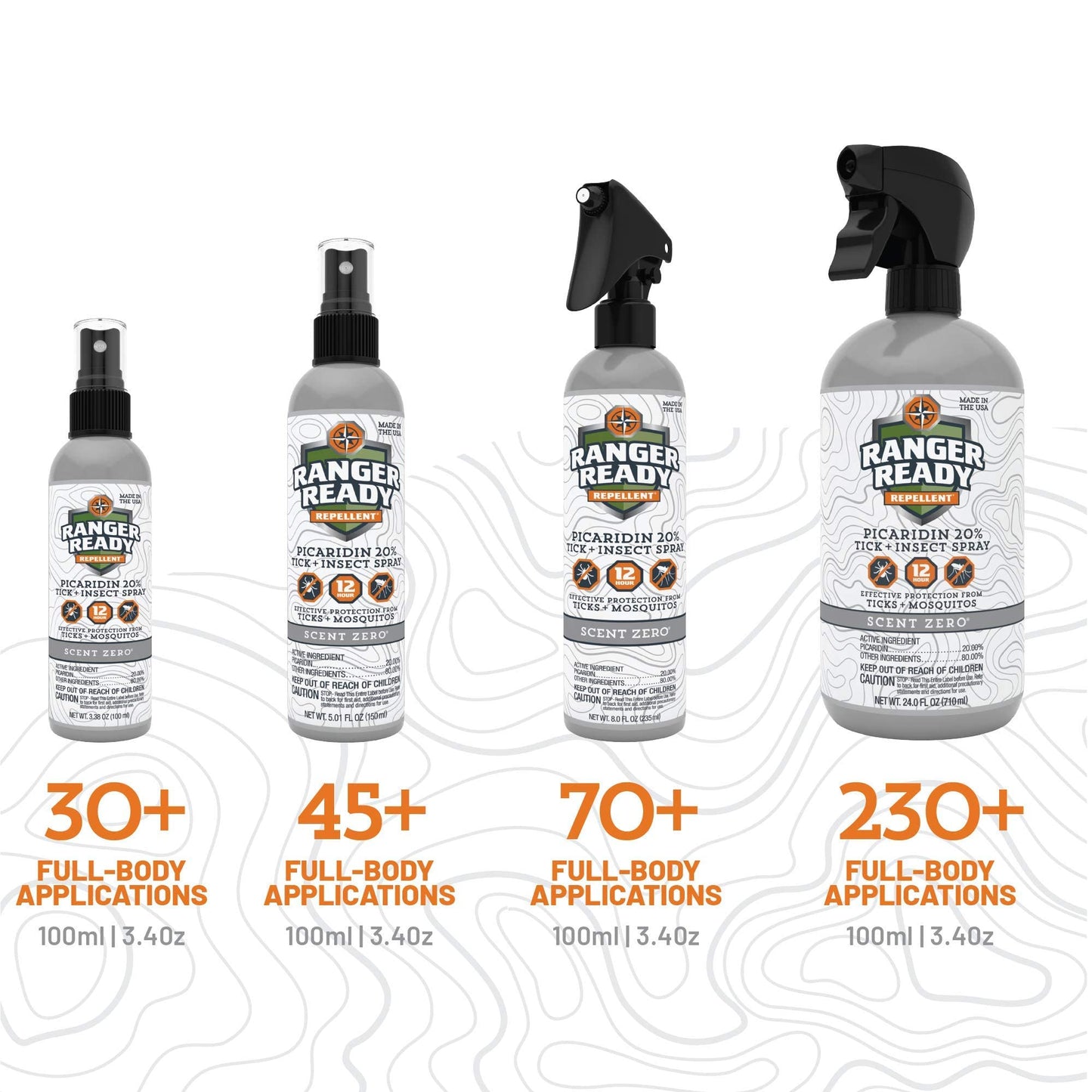 Ranger Ready Repellents Picaridin Insect Repellent Spray - Mosquito Repellent and Tick Spray, Scent Zero, Travel Size Bug Spray (3.4 oz, Pack of 1)