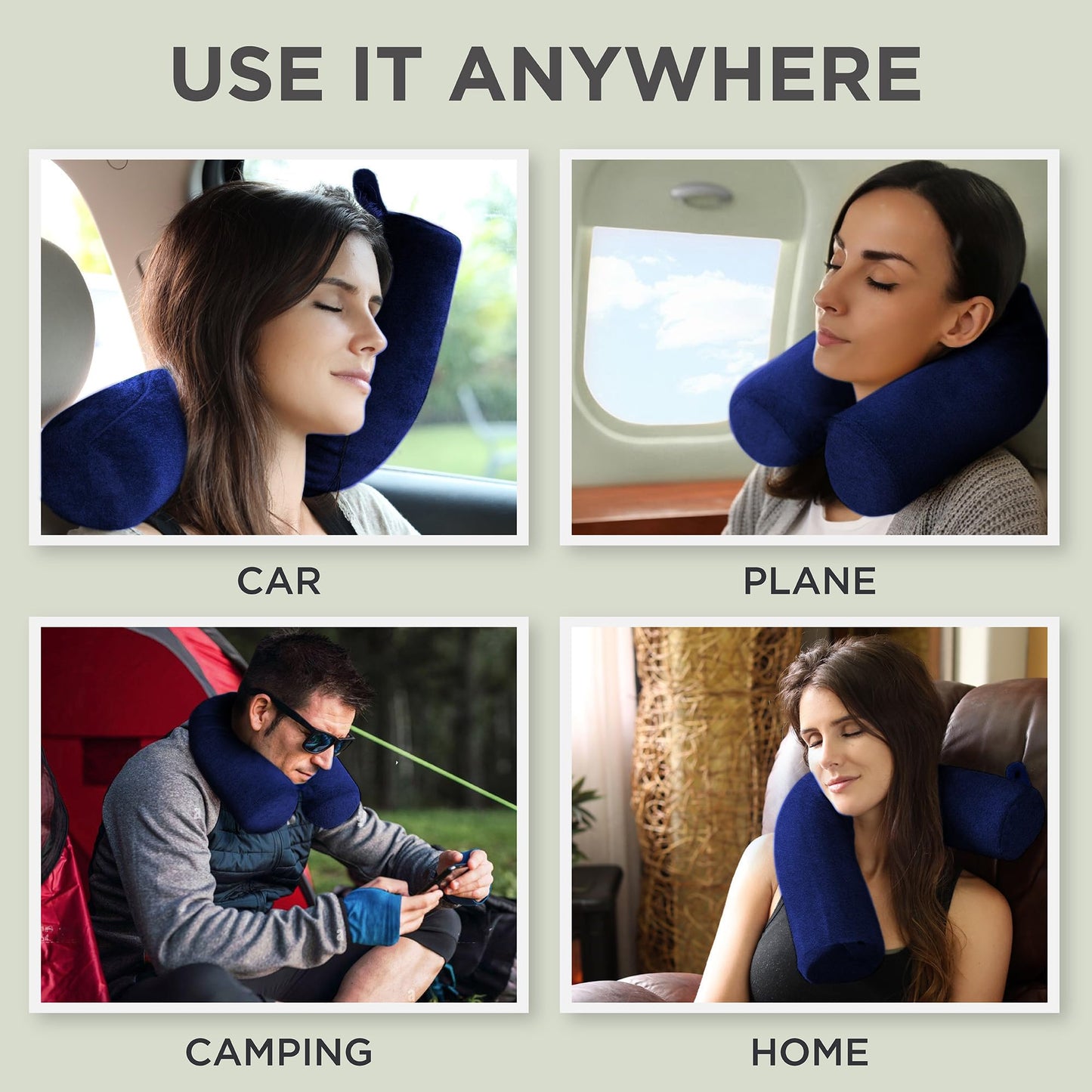 Dot&Dot Twist Memory Foam Travel Pillow for Airplanes - Travel Neck Pillow for Sleeping - Airplane Pillow for Neck Support, Chin, Lumbar and Leg - Adjustable, Bendable Neck Roll Pillow