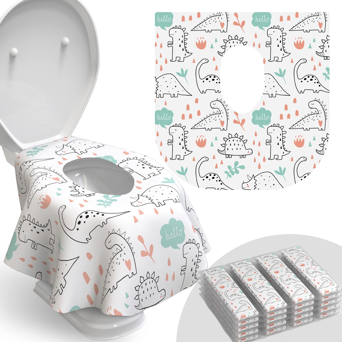 Toilet Seat Covers Disposable - 20 Pack - Waterproof, Ideal for Kids and Adults – Extra Large, Individually Wrapped for Travel, Toddlers Potty Training in Public Restrooms (Waves, 20)