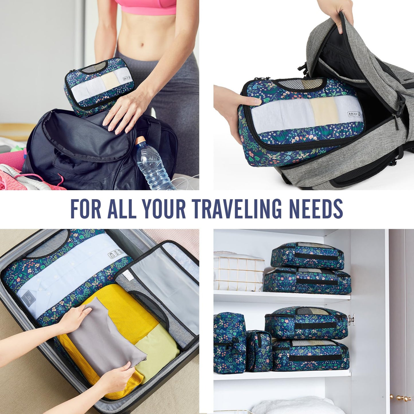 Veken 8 Set Packing Cubes for Travel Essentials, Suitcase Organizer Bags Set for Luggage, Road Trip Travel Accessories in 4 Sizes (Extra Large, Large, Medium, Small)