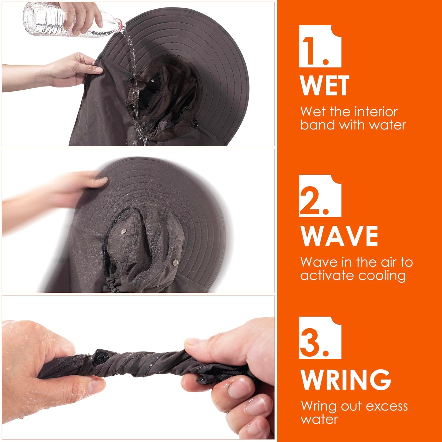 Mens Women Fishing Hat UPF 50+ Wide Brim Sun Hat with Face Cover & Neck Flap