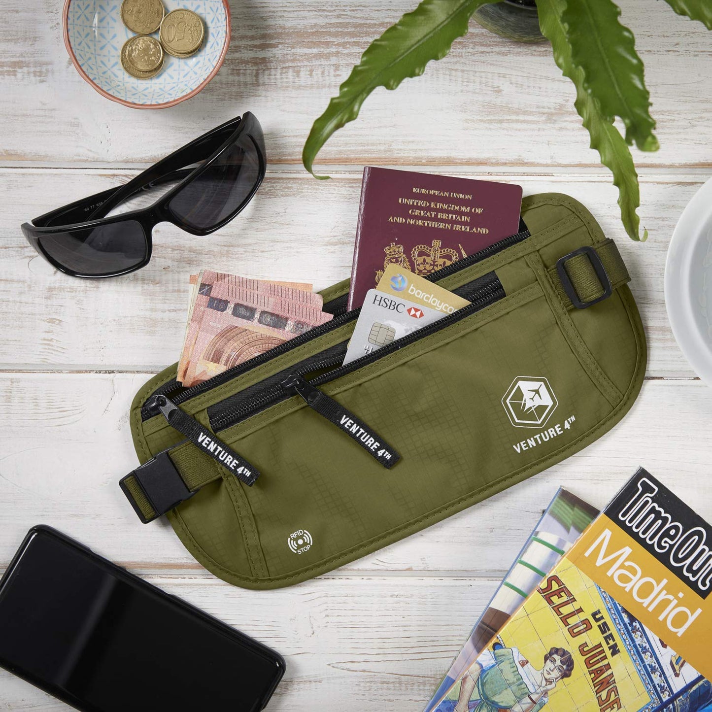 VENTURE 4TH Travel Money Belt - RFID Blocking (Gray)