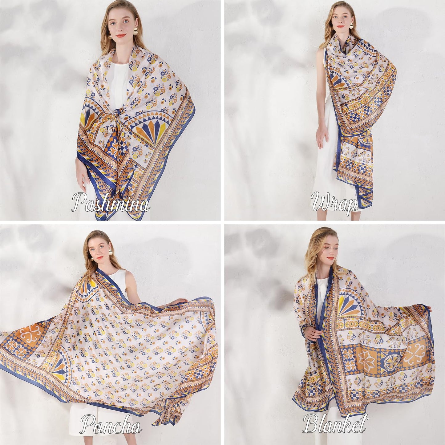 DANA XU 100% Mulberry Satin Silk Summer Travel Scarf Extra Large Women Floral Shawl Oversize Soft Wraps For Evening Dresses