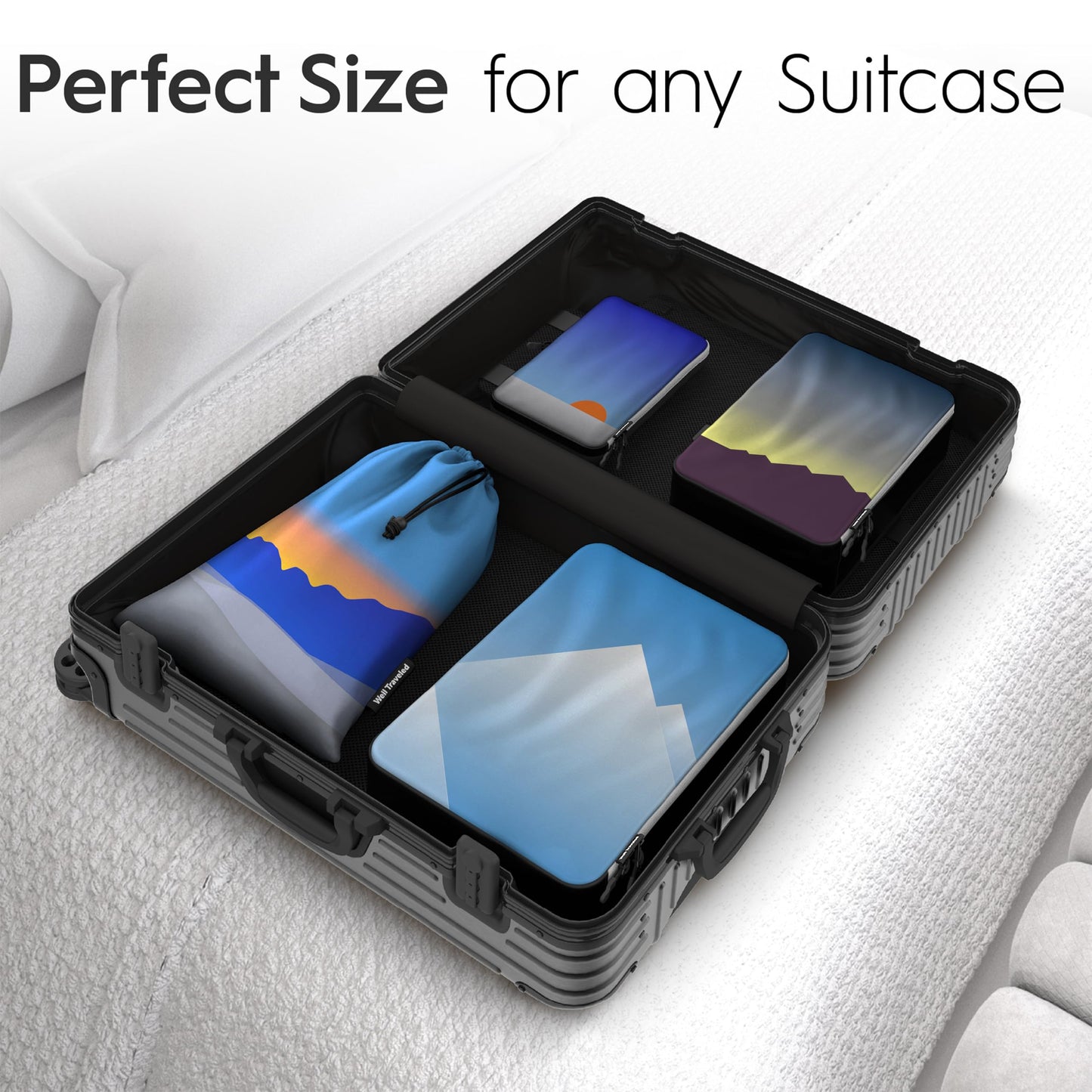 8 Set/4 Set Deluxe Compression Packing Cubes Travel - Maximize Space In Luggage With Patented HybridMax Double Capacity Design, Luxury Compressible Packing Cubes For Travel, Large, Small, & Medium