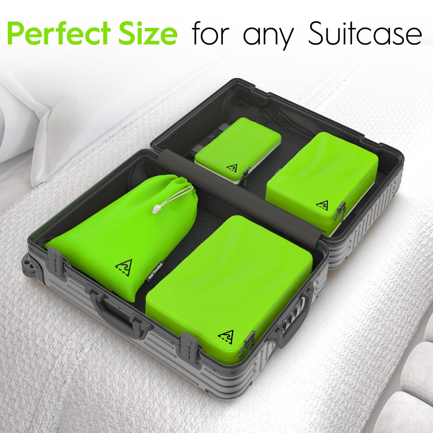 8 Set/4 Set Deluxe Compression Packing Cubes Travel - Maximize Space In Luggage With Patented HybridMax Double Capacity Design, Luxury Compressible Packing Cubes For Travel, Large, Small, & Medium
