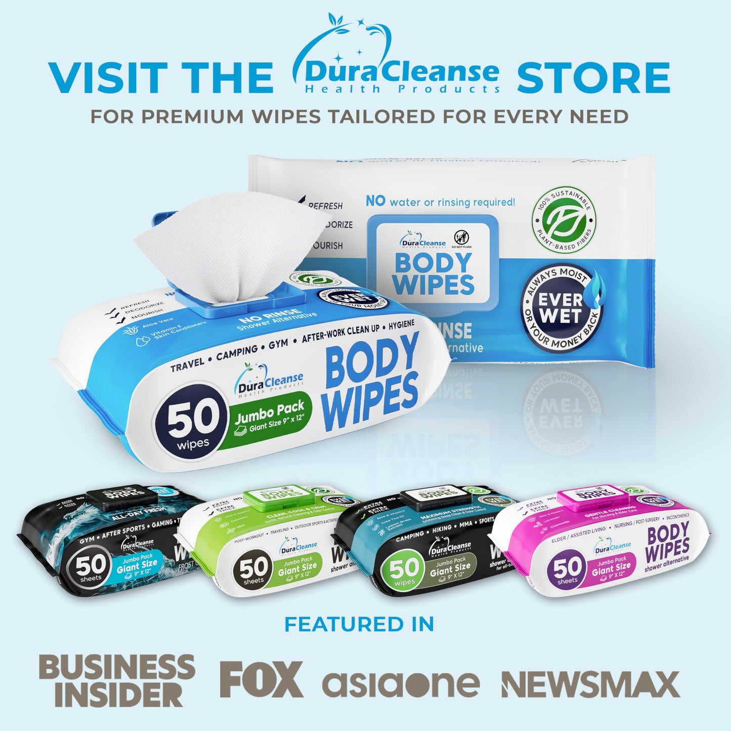 Body Wipes for Adults Bathing No Rinse - 20 Count Travel Shower Wipes - 9" x 12" Individually Wrapped Thick Cleansing Waterless Wash Scrubs - Disposable Washcloths for Camping & Elderly Incontinence