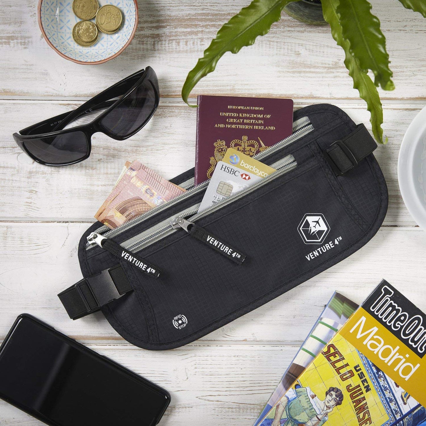 VENTURE 4TH Travel Money Belt - RFID Blocking (Gray)