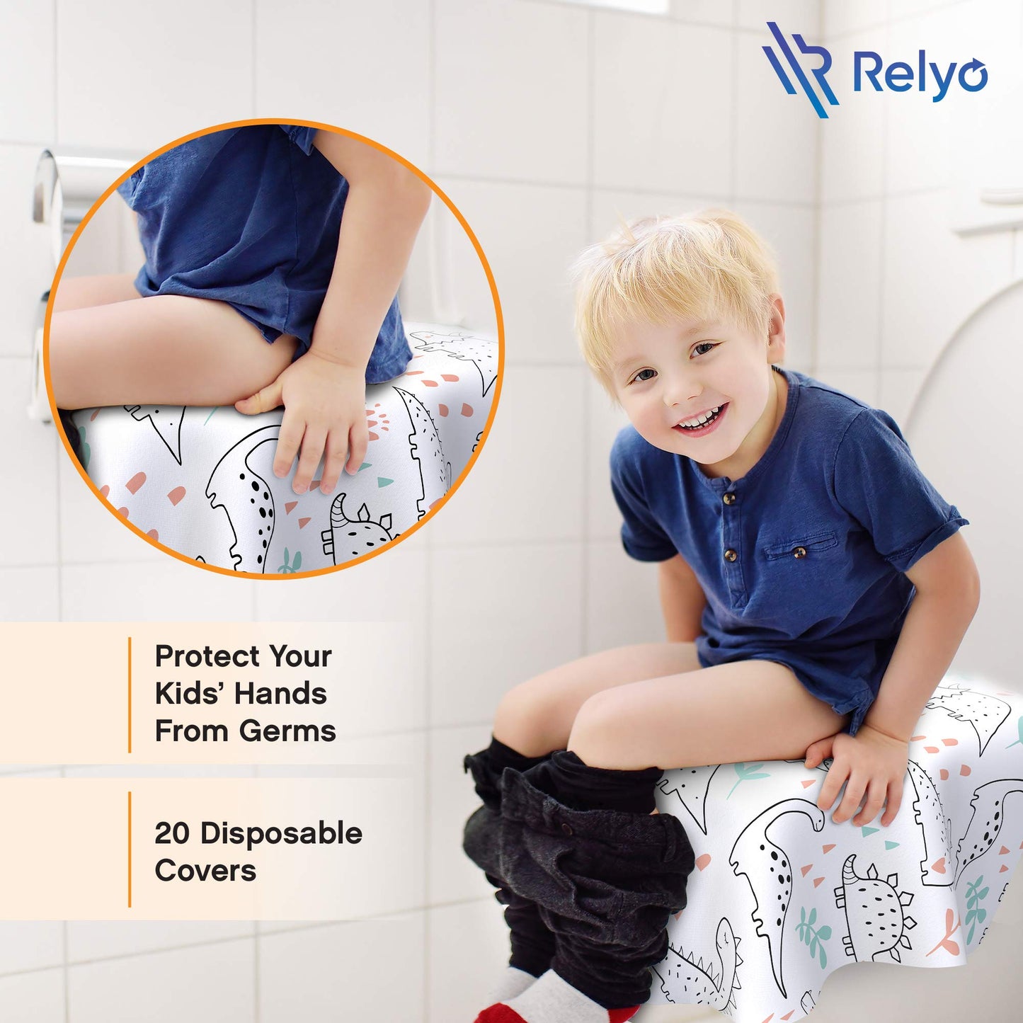 Toilet Seat Covers Disposable - 20 Pack - Waterproof, Ideal for Kids and Adults – Extra Large, Individually Wrapped for Travel, Toddlers Potty Training in Public Restrooms (Waves, 20)