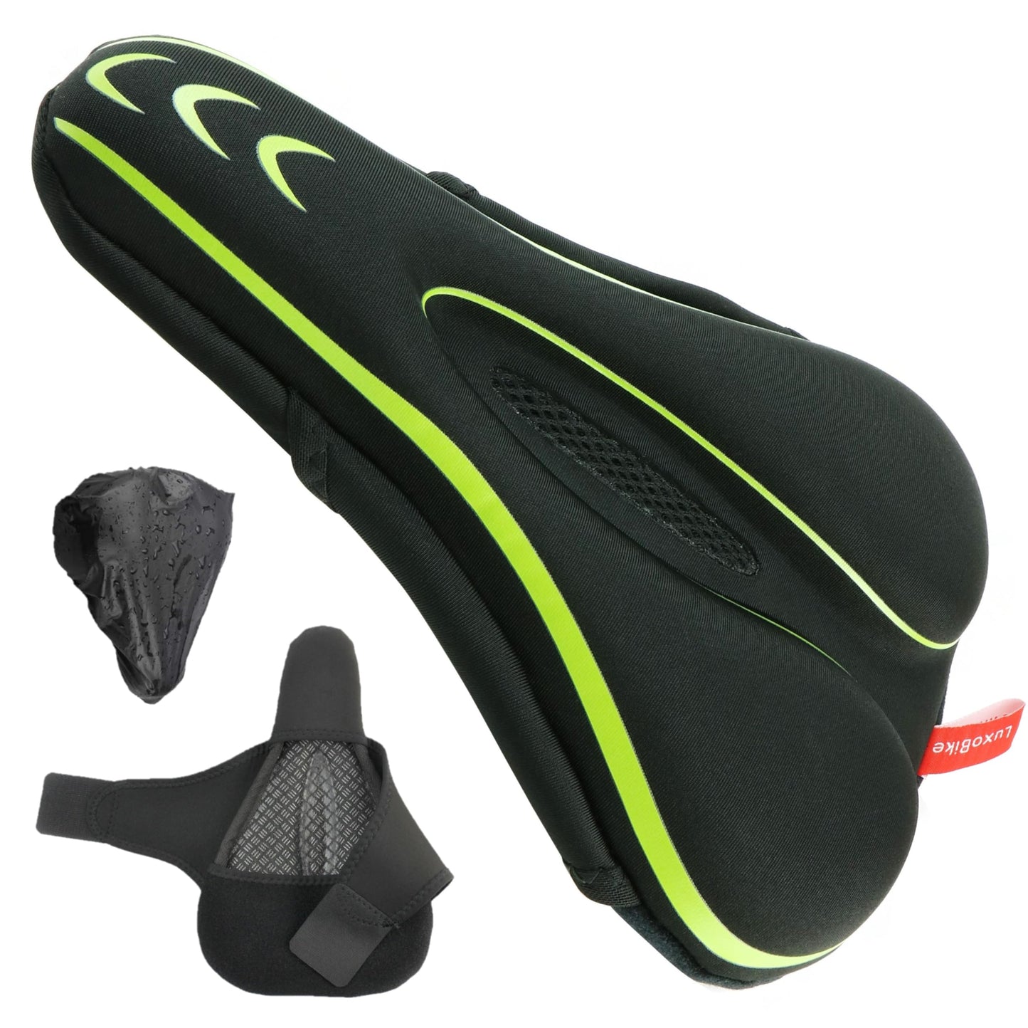 Gel Bike Seat Cover Padded Bicycle Seat Covers for Men – Comfort Soft Silicone Bicycle Seat Pad for Mountain Road Bike Outdoor Cycling – Stationary Cycle Spin Bike Seat Cushion Pads Spinning