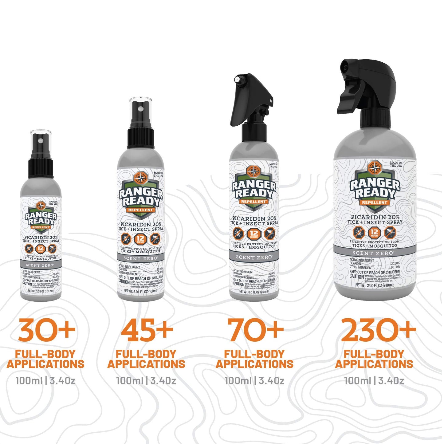 Ranger Ready Repellents Picaridin Insect Repellent Spray - Mosquito Repellent and Tick Spray, Scent Zero, Travel Size Bug Spray (3.4 oz, Pack of 1)