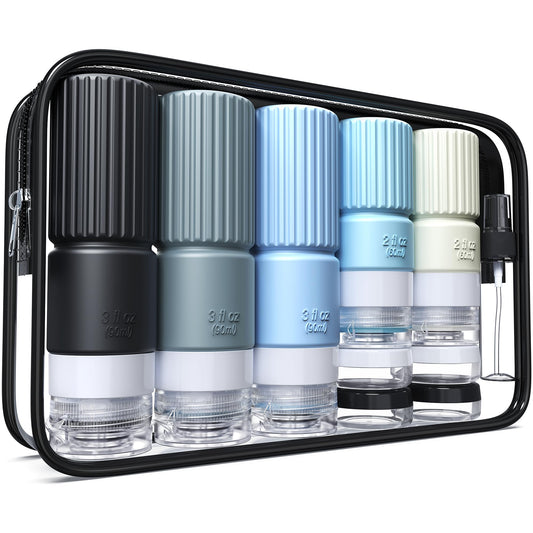 19 pack Travel Bottles for Toiletries,TSA Approved Silicone Travel Containers jar for Toiletries,Leak Proof 3oz Refillable Liqus Shampoo And Conditioner Travel Essentials toiletry (black)