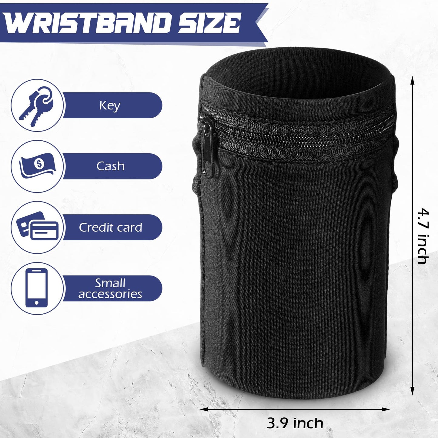 Honoson 5 Pcs Wrist Wallet for Women Men, Zipper Wrist Pouch Purse for Running Wristband Sweatband Wallet for Running Walking Hiking Jogging Travel Events Keys Cash Napkin