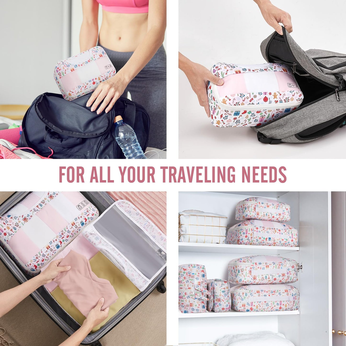 Veken 8 Set Packing Cubes for Travel Essentials, Suitcase Organizer Bags Set for Luggage, Road Trip Travel Accessories in 4 Sizes (Extra Large, Large, Medium, Small)