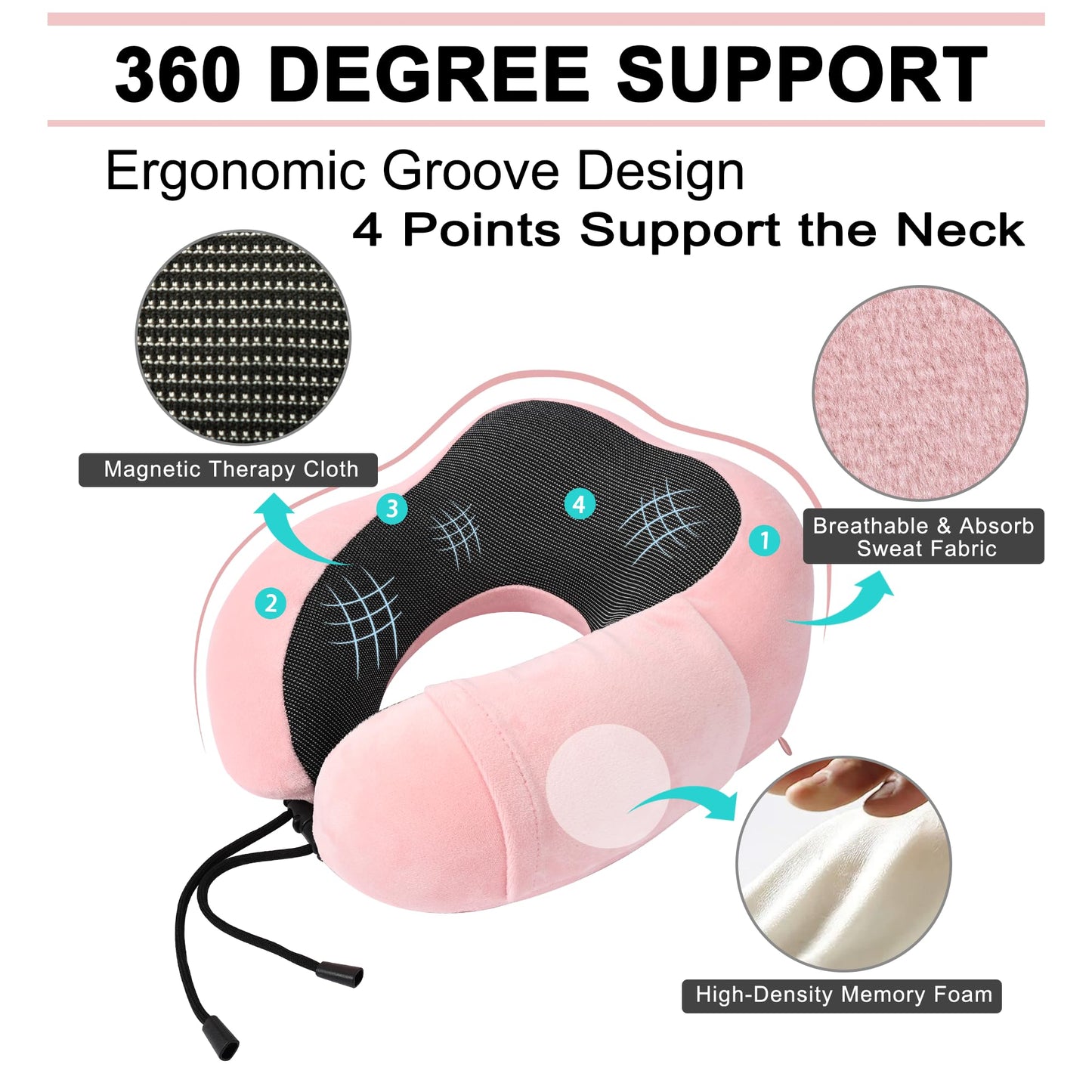Travel Pillow and Blanket Set Neck Pillows Travel Essentials with Sleep Mask for Airplane Car Memory Foam Pink