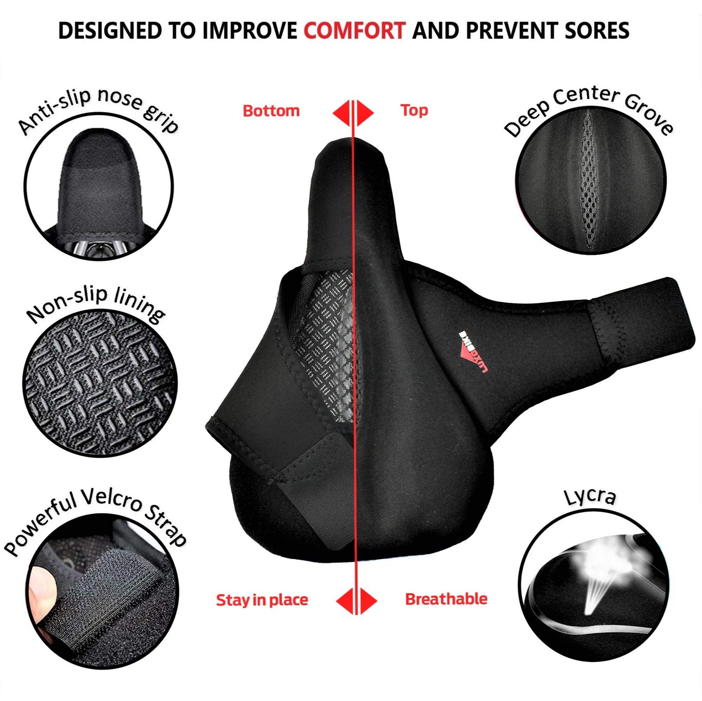 Gel Bike Seat Cover Padded Bicycle Seat Covers for Men – Comfort Soft Silicone Bicycle Seat Pad for Mountain Road Bike Outdoor Cycling – Stationary Cycle Spin Bike Seat Cushion Pads Spinning