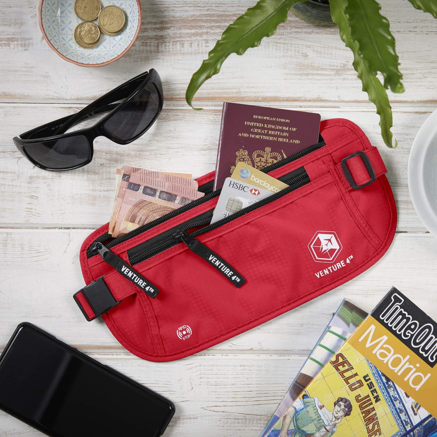 VENTURE 4TH Travel Money Belt - RFID Blocking (Gray)