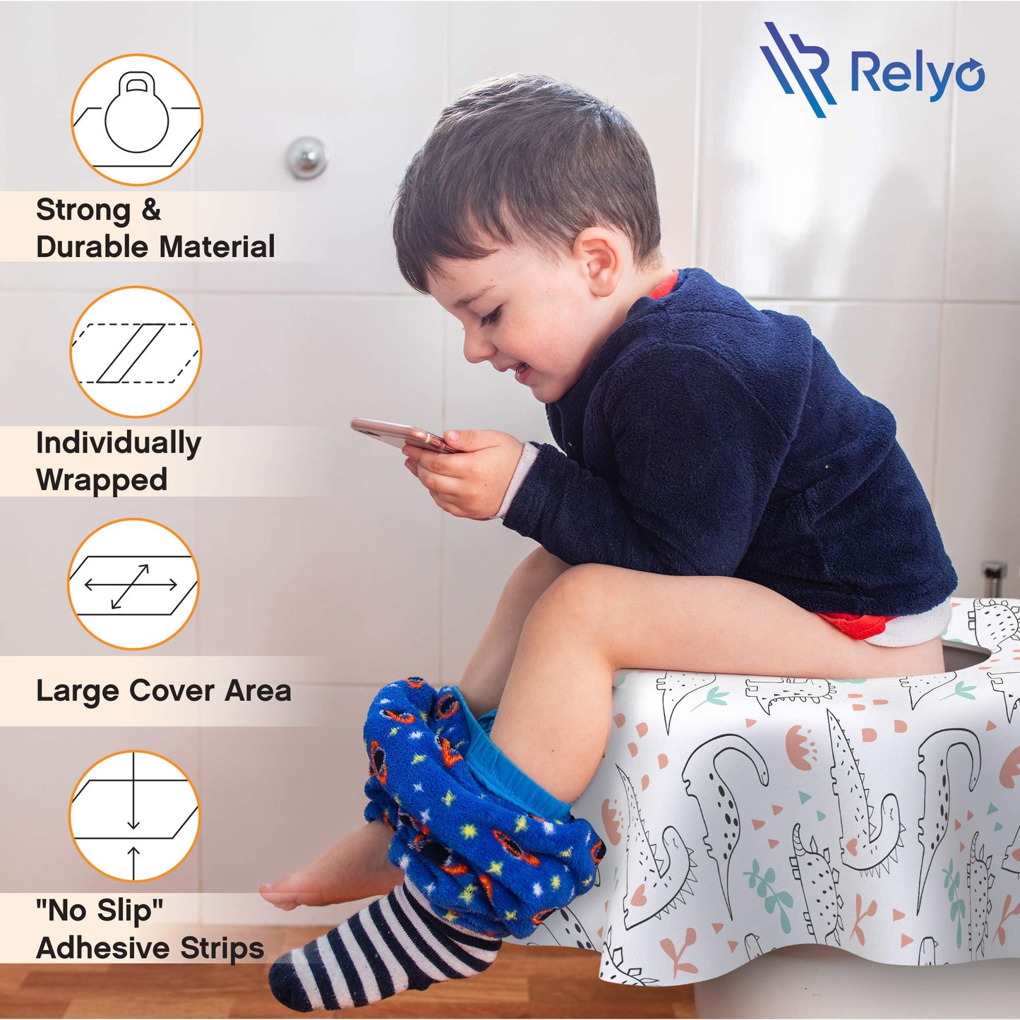 Toilet Seat Covers Disposable - 20 Pack - Waterproof, Ideal for Kids and Adults – Extra Large, Individually Wrapped for Travel, Toddlers Potty Training in Public Restrooms (Waves, 20)