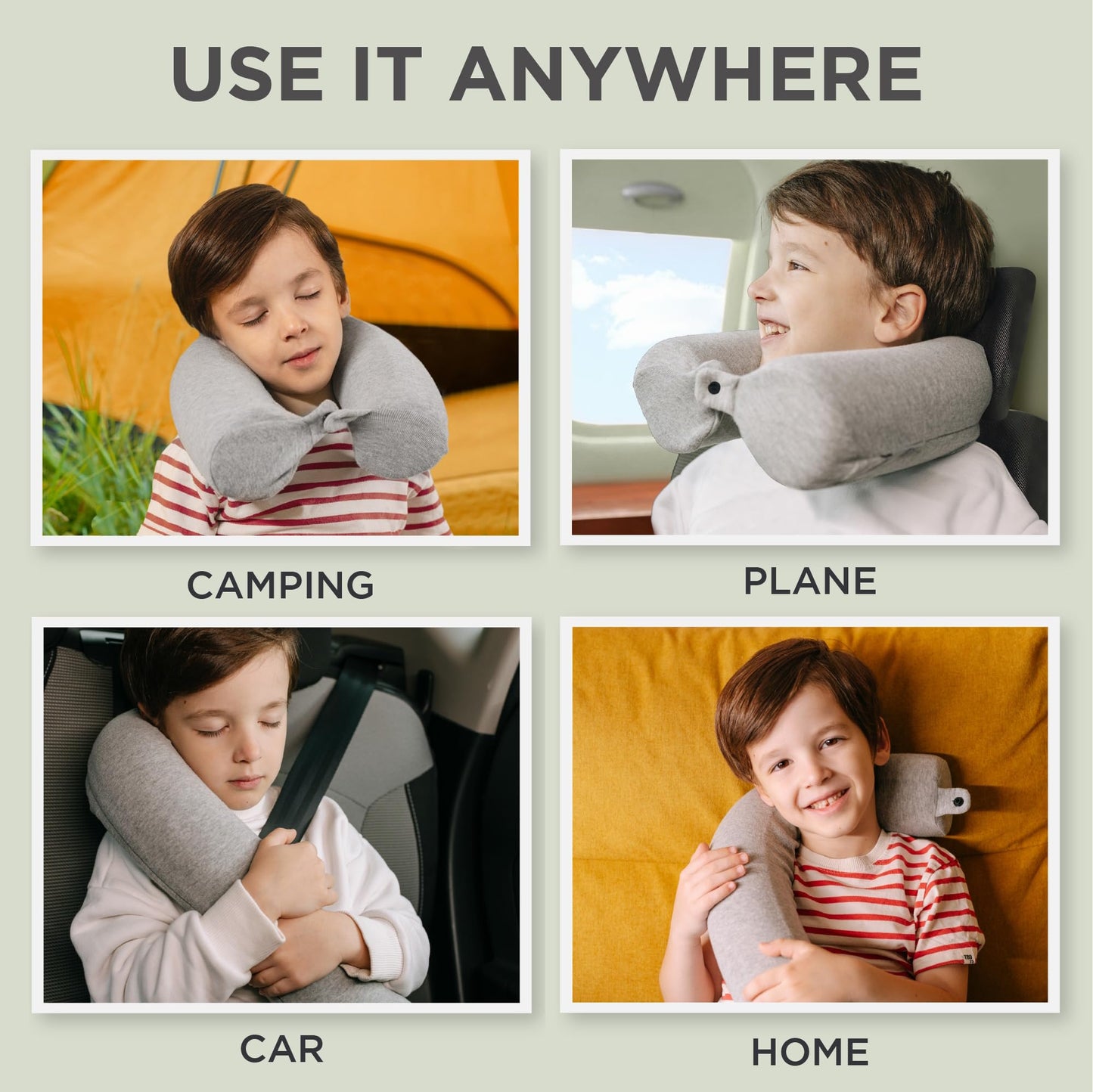 Dot&Dot Twist Memory Foam Travel Pillow for Airplanes - Travel Neck Pillow for Sleeping - Airplane Pillow for Neck Support, Chin, Lumbar and Leg - Adjustable, Bendable Neck Roll Pillow