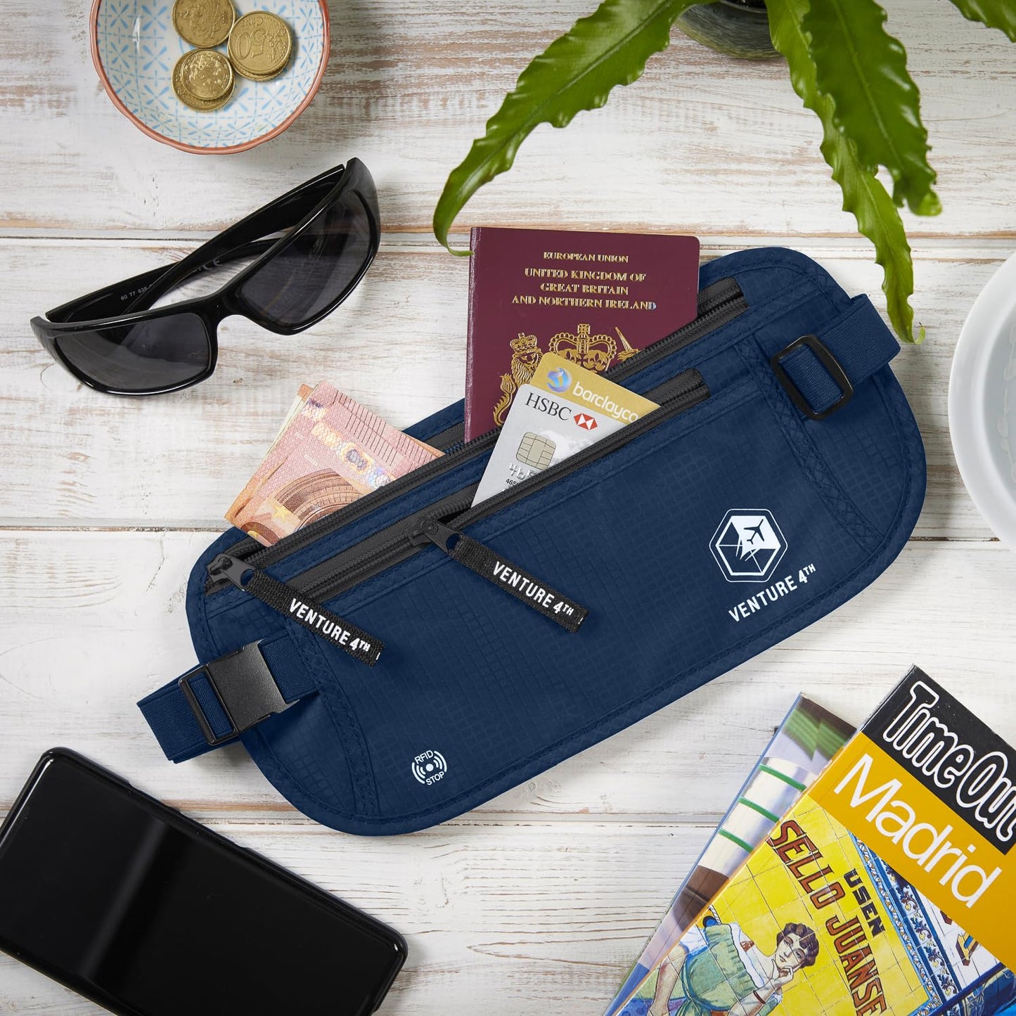 VENTURE 4TH Travel Money Belt - RFID Blocking (Gray)