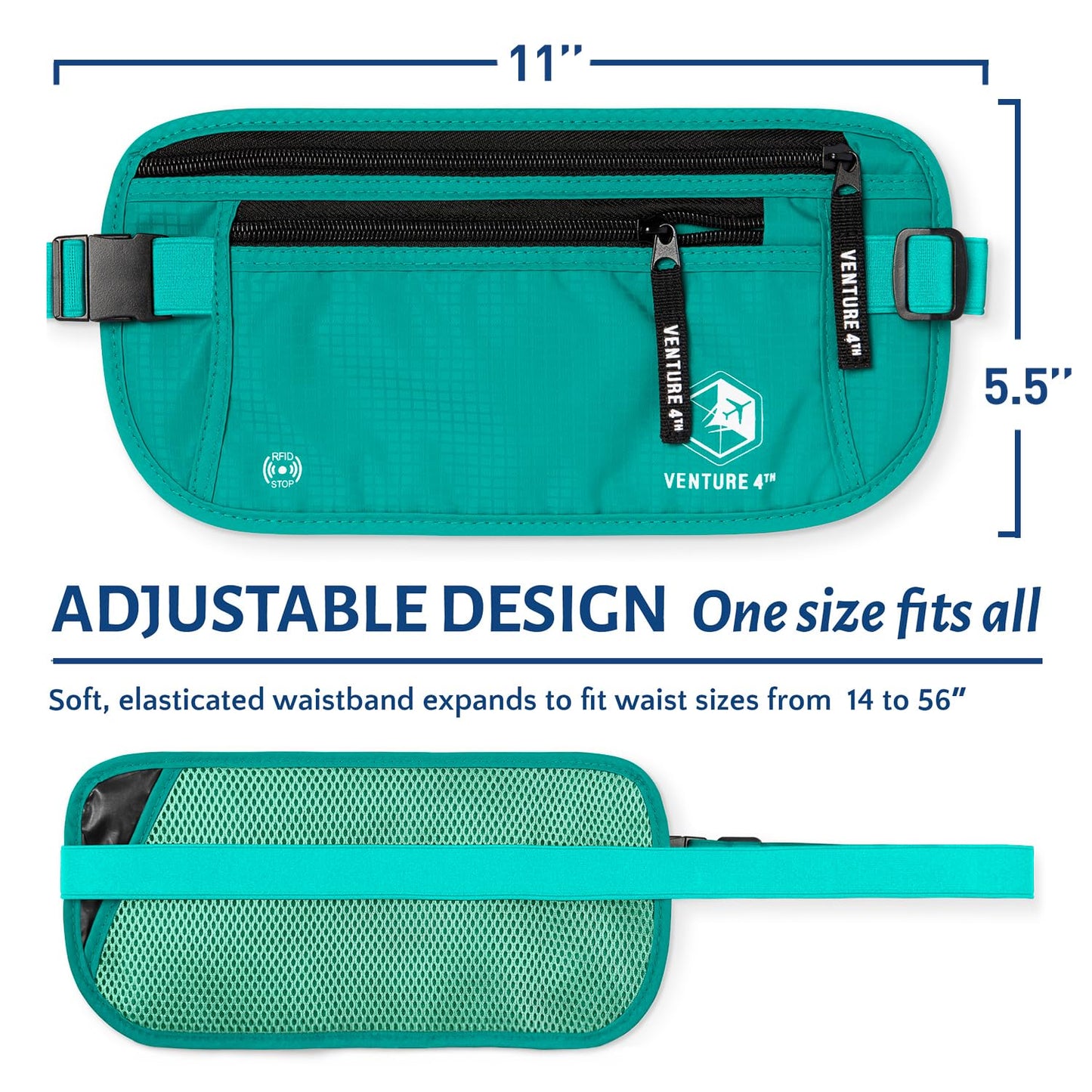 VENTURE 4TH Travel Money Belt - RFID Blocking (Gray)