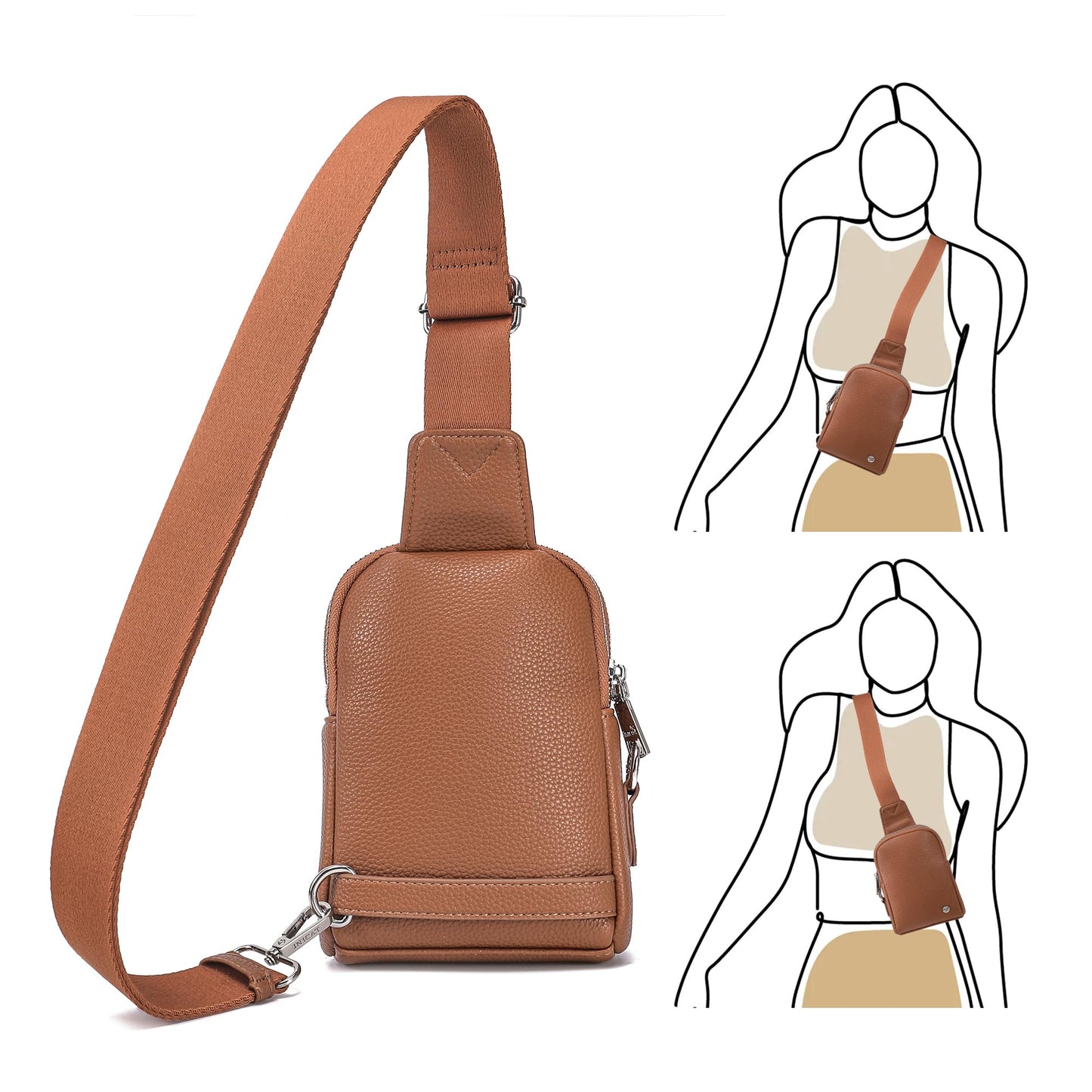 INICAT Travel Small Sling Bag Leather Crossbody Bags for Women Fanny Packs Cross Body Bag for Woman Cross Body Purses