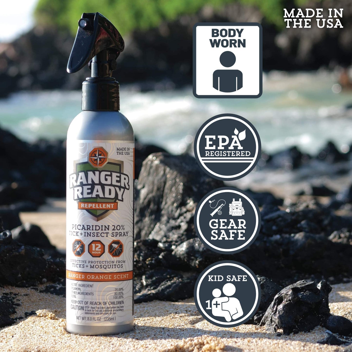 Ranger Ready Repellents Picaridin Insect Repellent Spray - Mosquito Repellent and Tick Spray, Scent Zero, Travel Size Bug Spray (3.4 oz, Pack of 1)