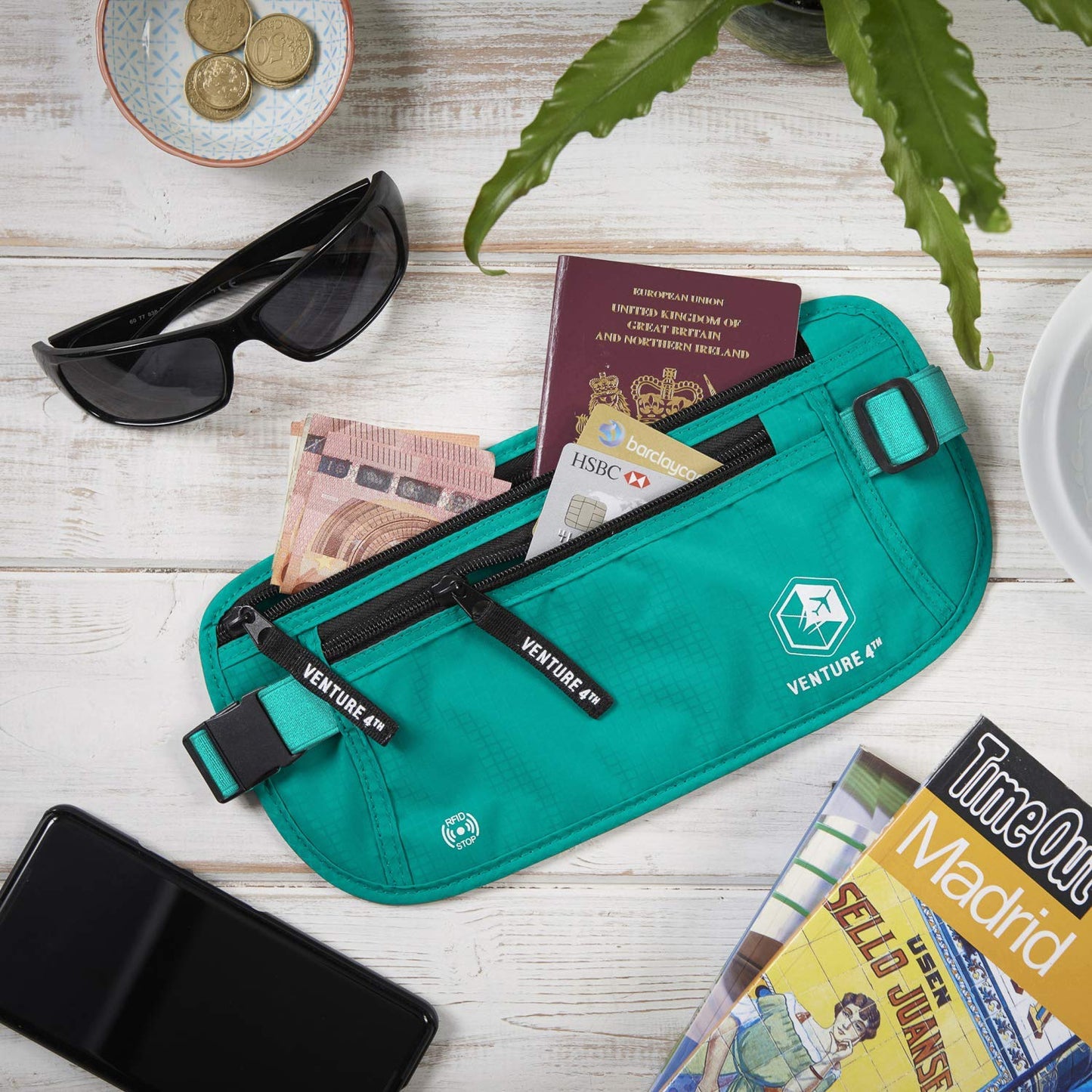VENTURE 4TH Travel Money Belt - RFID Blocking (Gray)
