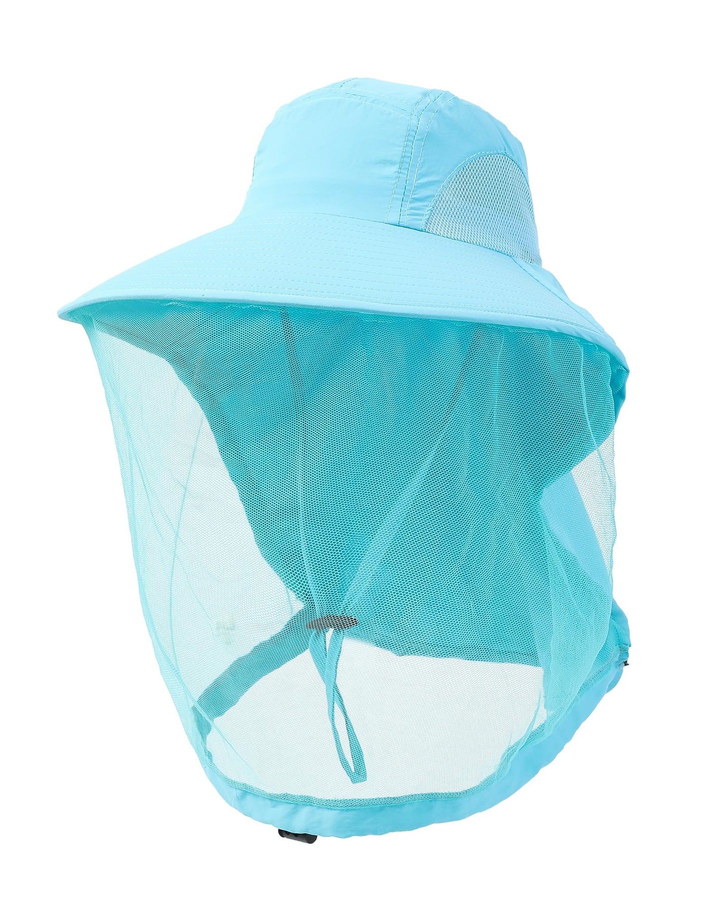 Womens Sun Hat Outdoor UV Protection Wide Brim Fishing Hat with Ponytail Hole Neck Flap for Beach Hiking Camping