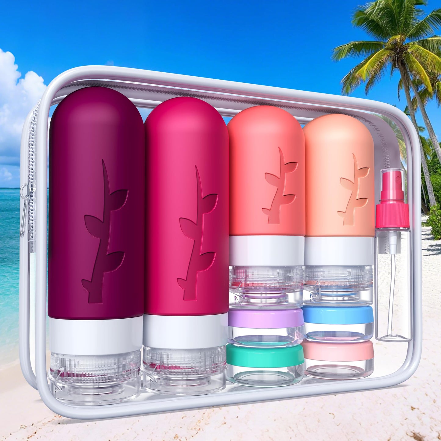 18pack Travel Bottles for Toiletries,TSA Approved Silicone Travel Containers jar for Toiletries,Leak Proof Refillable Liqus Shampoo And Conditioner Travel Essentials toiletry Bottles