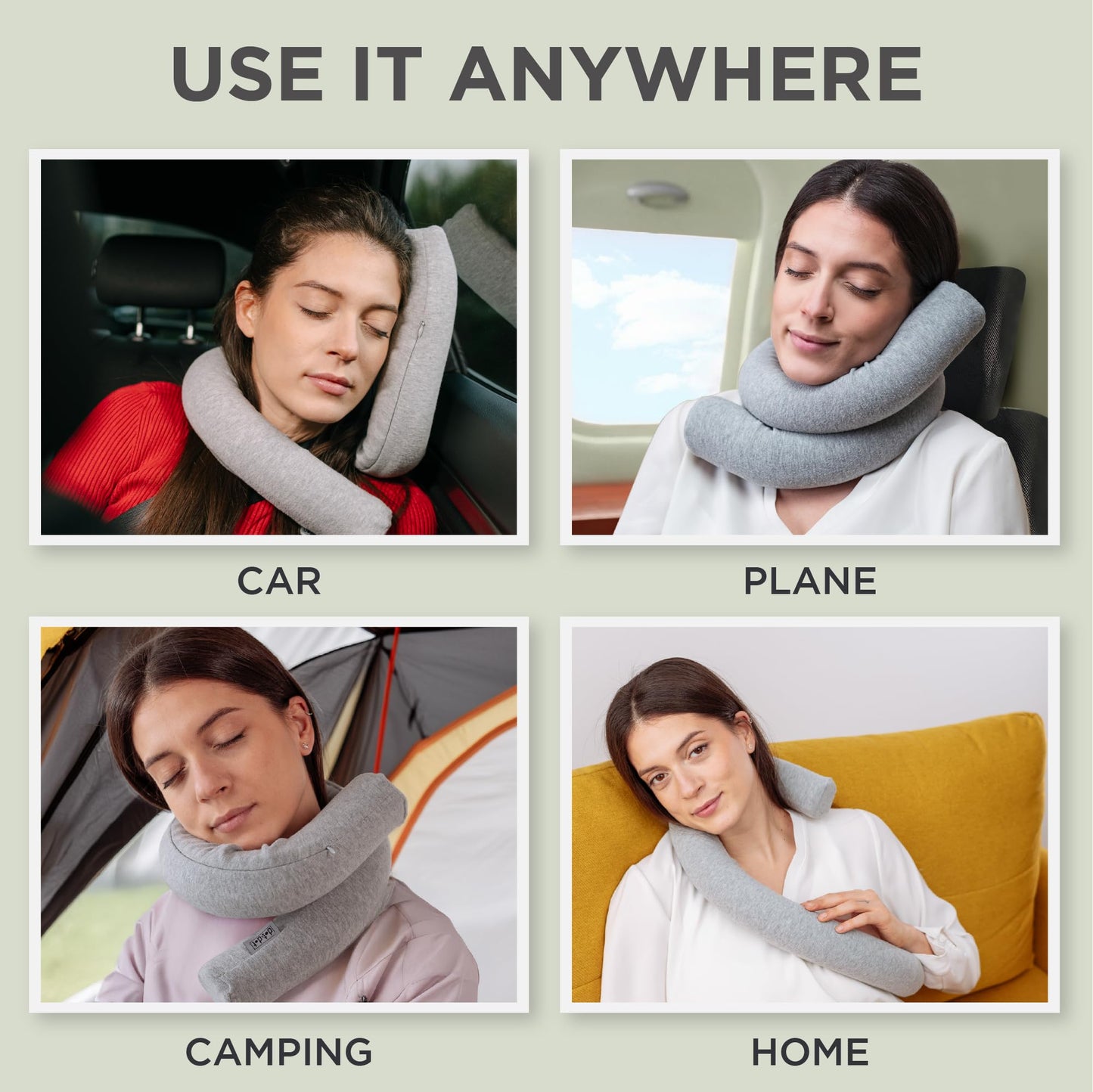 Dot&Dot Twist Memory Foam Travel Pillow for Airplanes - Travel Neck Pillow for Sleeping - Airplane Pillow for Neck Support, Chin, Lumbar and Leg - Adjustable, Bendable Neck Roll Pillow