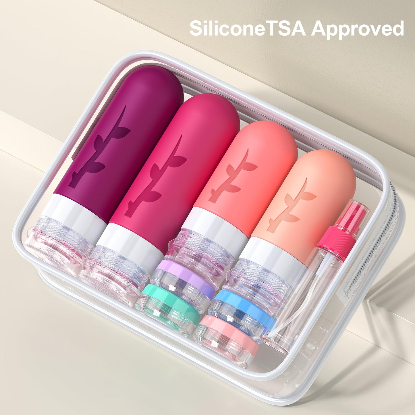 18pack Travel Bottles for Toiletries,TSA Approved Silicone Travel Containers jar for Toiletries,Leak Proof Refillable Liqus Shampoo And Conditioner Travel Essentials toiletry Bottles