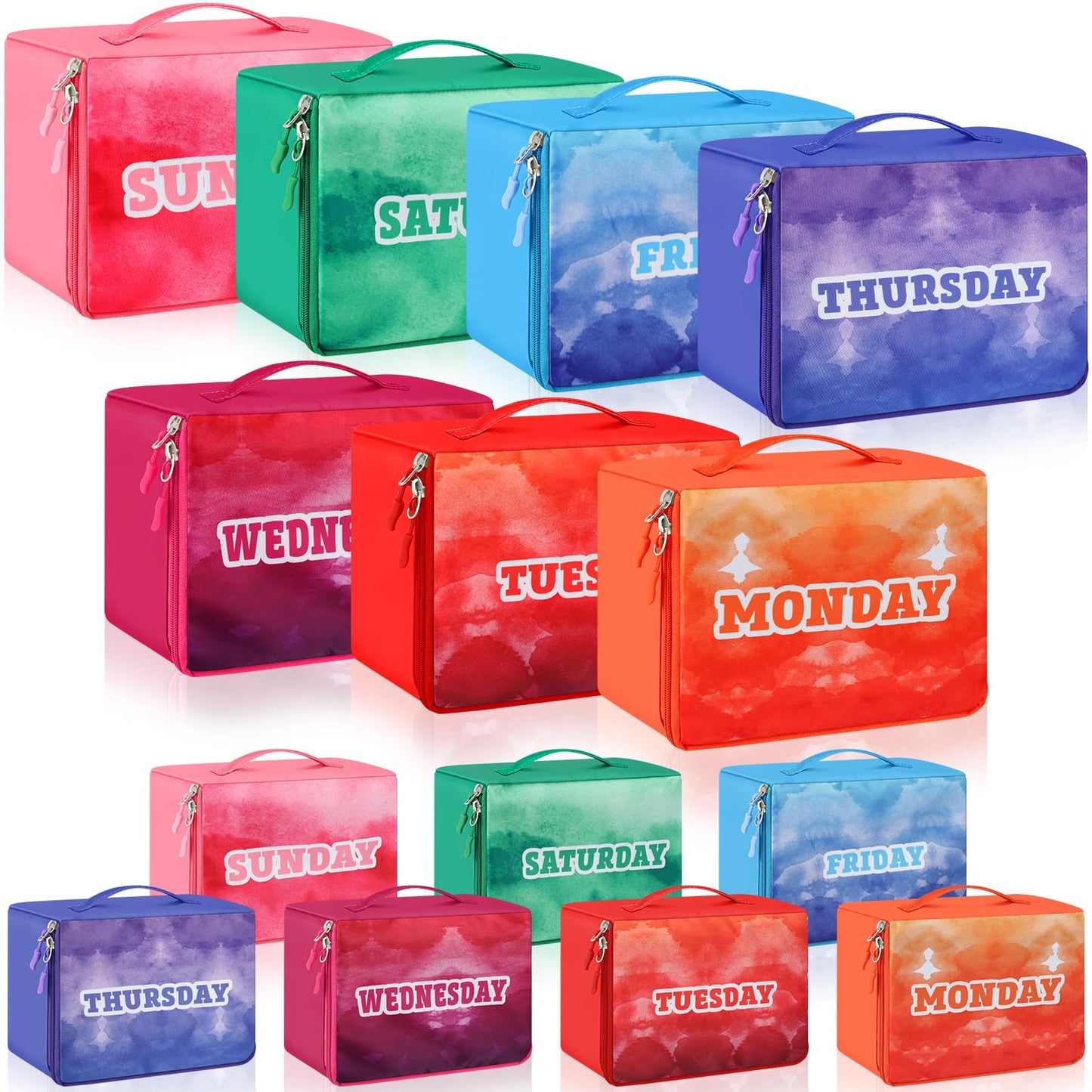 Paterr 14 Pcs Packing Cubes for Travel Kids Days of Week Compression Packing Cubes Colorful Luggage Organizers Suitcase Camp