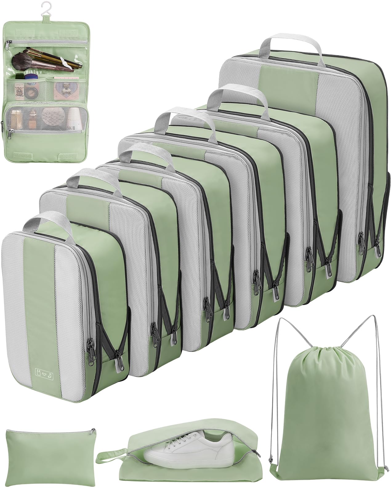 10 Set Compression Packing Cubes for Travel Essentials,Compressible Expandable Packing Cubes for Suitcase,OlarHike Luggage Organizer Bags for Travel,Handy Helper for Organizing Clothes(Black)