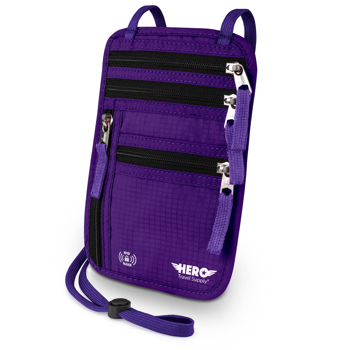HERO Neck Wallet, RFID Blocking Passport Holder, Easy to Conceal Travel Pouch